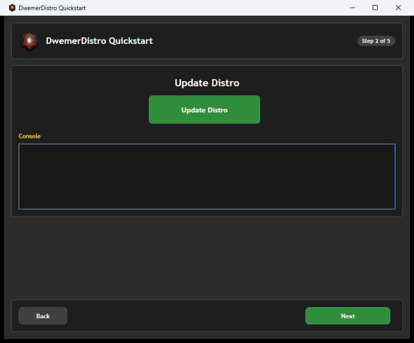 DwemerDistro Quickstart Update Distro step