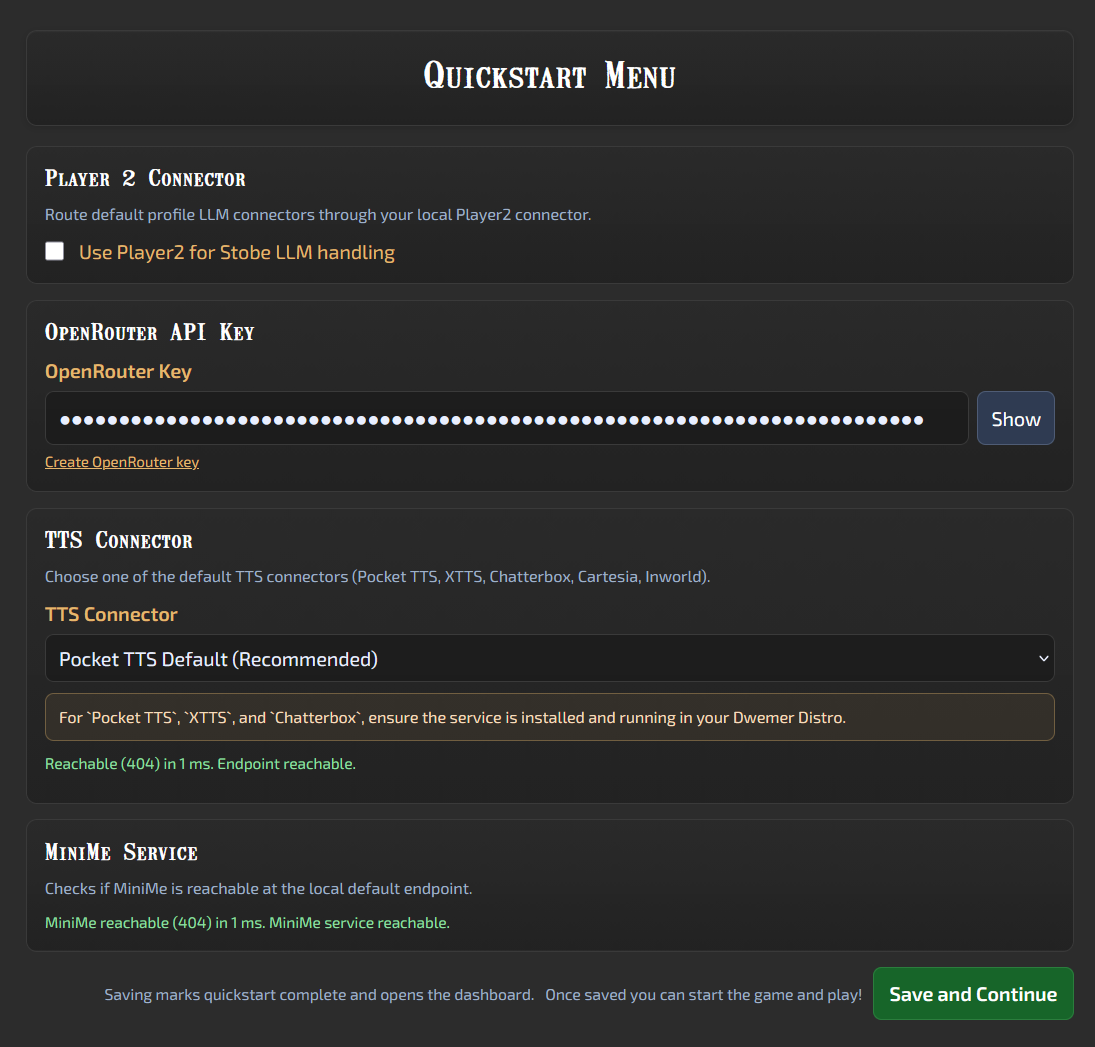 STOBE quickstart menu