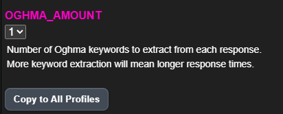 Oghma keyword amount setting
